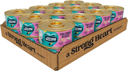 A Strong Heart Canned Wet Cat Food, Tuna Dinner in Gravy - 3 oz Cans (Pack of 24), Made in The USA