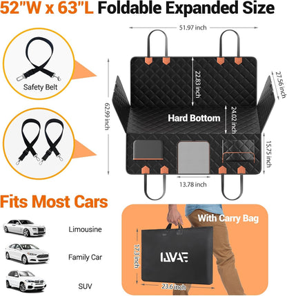 Hard Bottom Car Seat Cover for Dogs,Waterproof Dog Seat Cover for Back Seat Extender,Scratch-Proof
