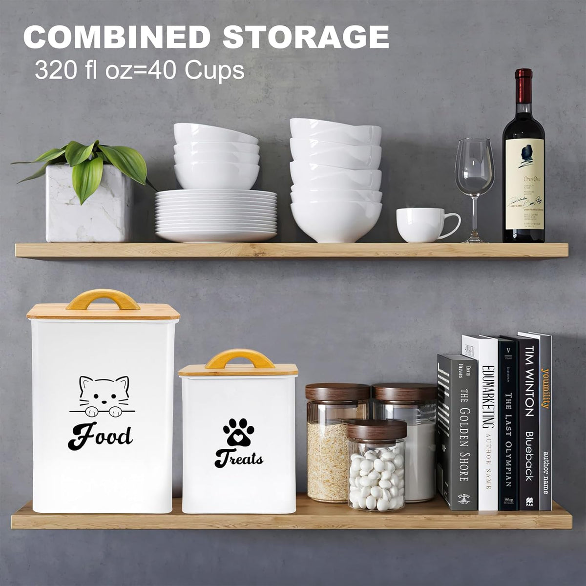 Cat Food Storage Container with Scoop, 2PCS Cat Food Storage Container with Lids Airtight, Cat