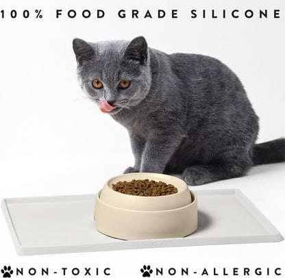 CatGuru Cat Food Mat, Small & Large Pet Feeding Mat, 100% Waterproof Cat Placemat for Food and