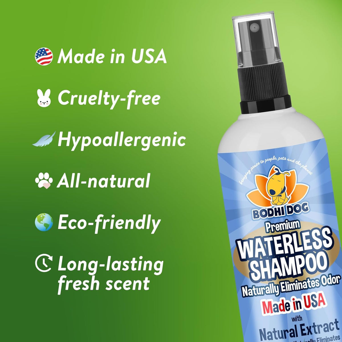 Bodhi Dog Waterless Shampoo for Dogs & Cats - Natural Dry Shampoo, Neutralizes Odor, No Rinse