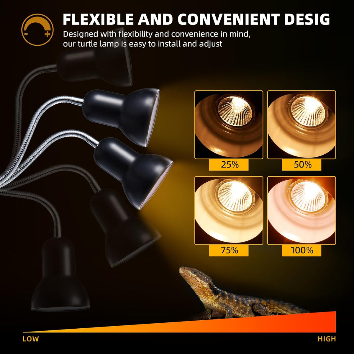 50W Reptile Heat Lamp Bulbs - UVA UVB Bulbs- Light Turtle Heat Lamp for Reptiles and Amphibian
