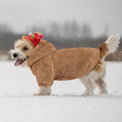 Fuzzy Dog Hoodie Dog Sweaters for Small Dogs Soft Double-Sided Plush Fleece Pet Sweater Pet Clothes