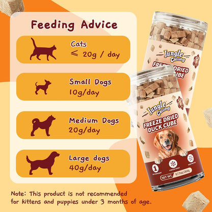 Jungle Calling Freeze Dried Cat Treats, 9.17 oz Single Ingredient Duck Meat for Cats Puppy Dogs