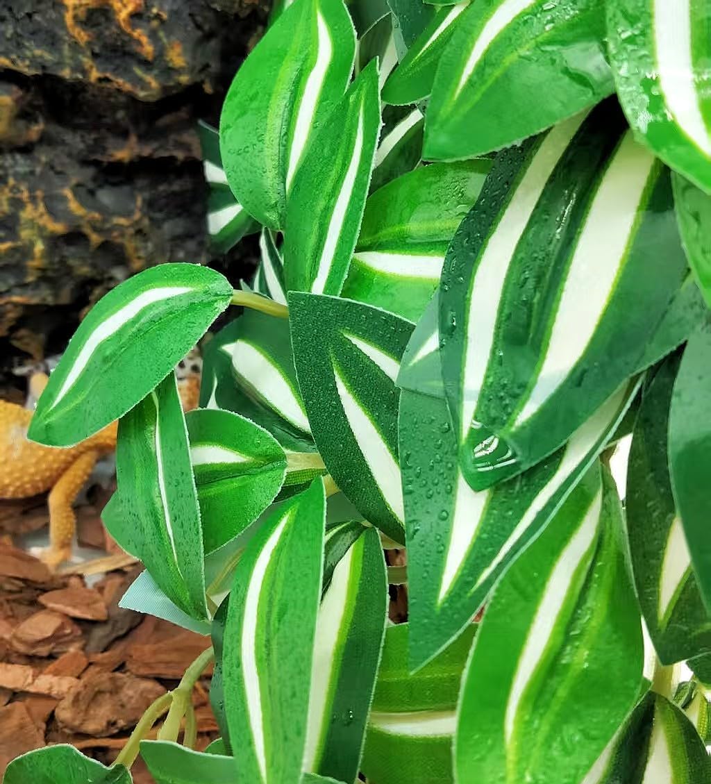 Reptile Plants for Terrarium Decor, Amphibian Habitat Decor, Snake Tank Accessories, Artificial