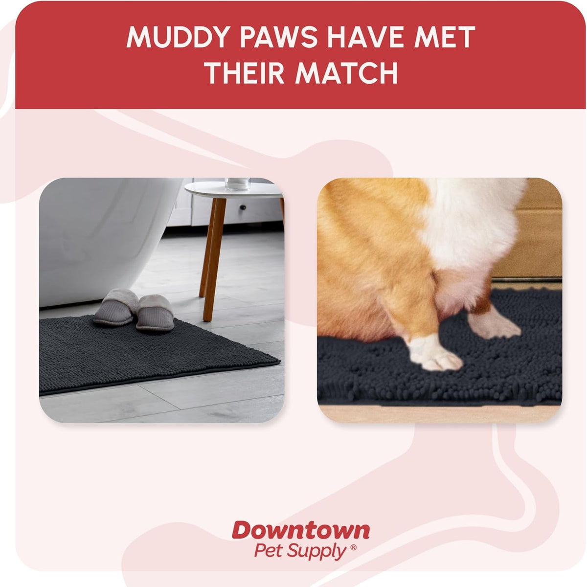 My Doggy Place Microfiber Dog Mat for Muddy Paws, 31" x 20" Charcoal - Absorbent and Quick-Drying