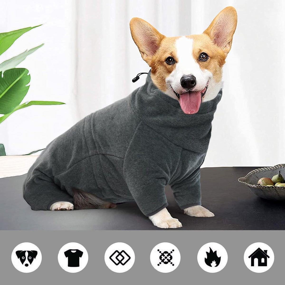 ROZKITCH Dog Warm Pajamas, Pet Windproof Warm Cold Weather Jacket Vest Cozy Jumpsuit Apparel Outfit
