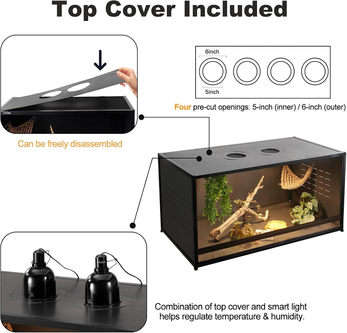 Reptile Tank 4 Packs, 40"x16"x16" Stackable Space Efficient Reptile Enclosure for Bearded Dragon