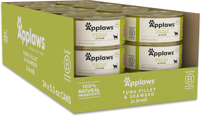 Applaws Natural Wet Cat Food, 24 Count, Limited Ingredient Canned Wet Cat Food, Tuna Fillet with