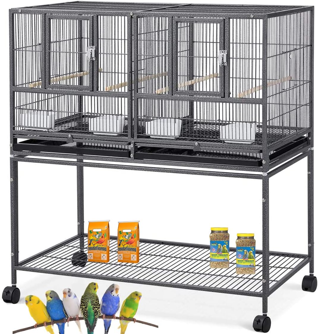 1/2/3-Combo Stacker Center Divided Breeder Breeding Bird Flight Double Rolling Cage for Aviaries