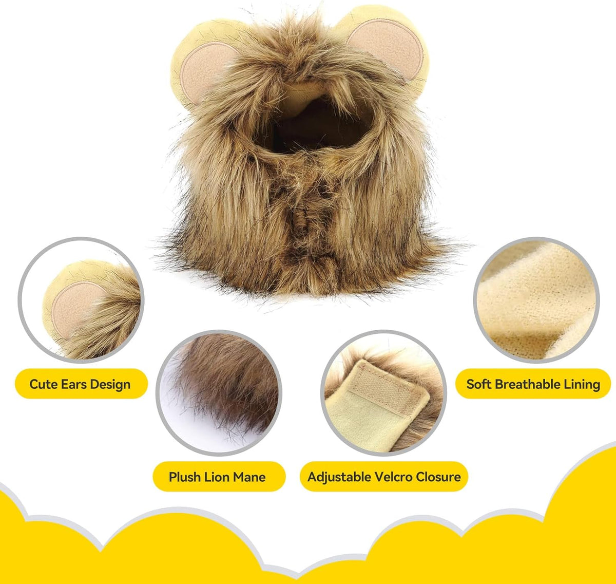 Enjoying Cat Lion Mane Costume, Small Dogs Halloween Outfit, Lion Mane Wig for Cat Cosplay, Kitten