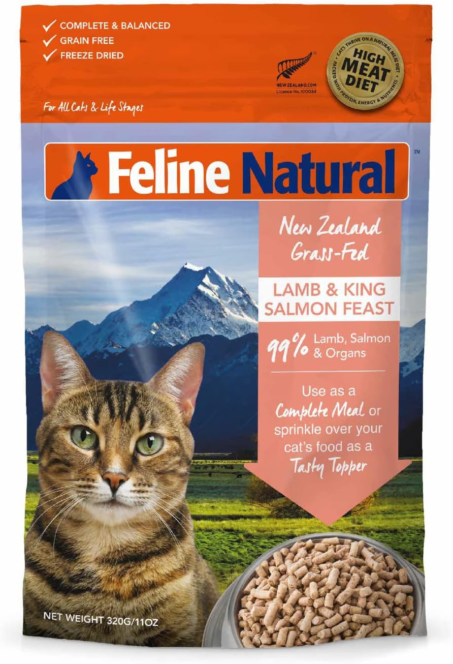 Feline Natural High Protein Dry Cat Food, Freeze-Dried Diet with 98% Meat, Organs & Seafood, No