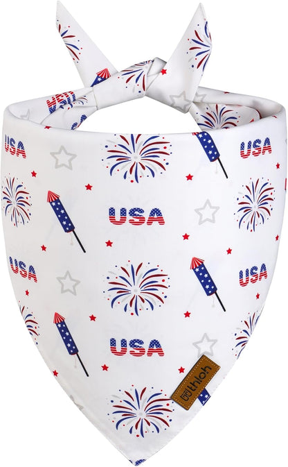 4th of July Dog Bandanas - 2 Pack Reversible American Flag Pet Scarf for Boy and Girl | Premium