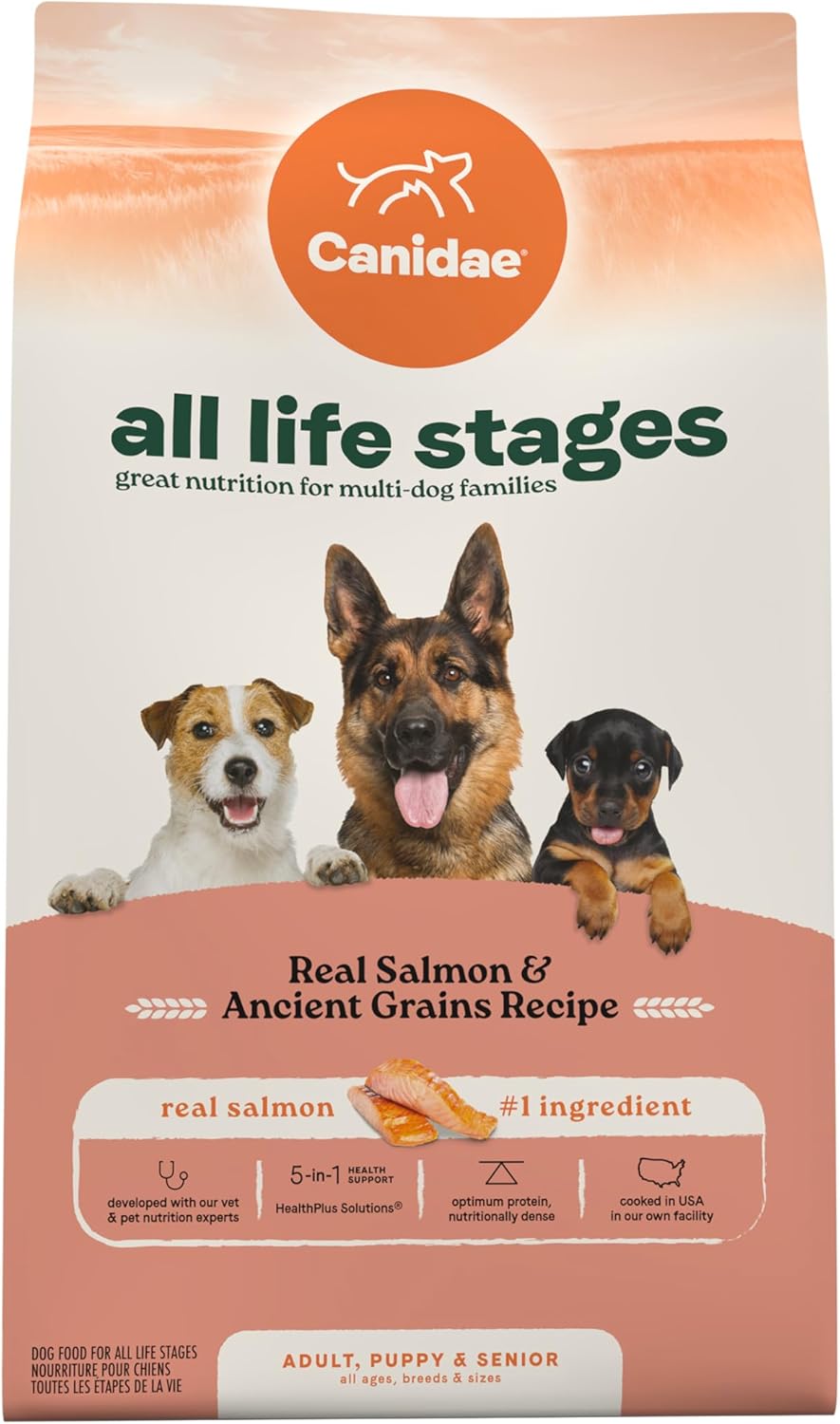 Canidae All Life Stages Real Salmon & Ancient Grains Recipe – High Protein Premium Dry Dog Food for