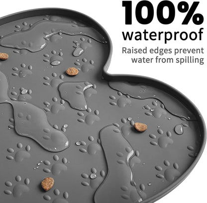Dog Food Mat Anti-Slip Silicone Dog Bowl Mat Thicker Pet Placemat Waterproof Cat Feeder Pad with