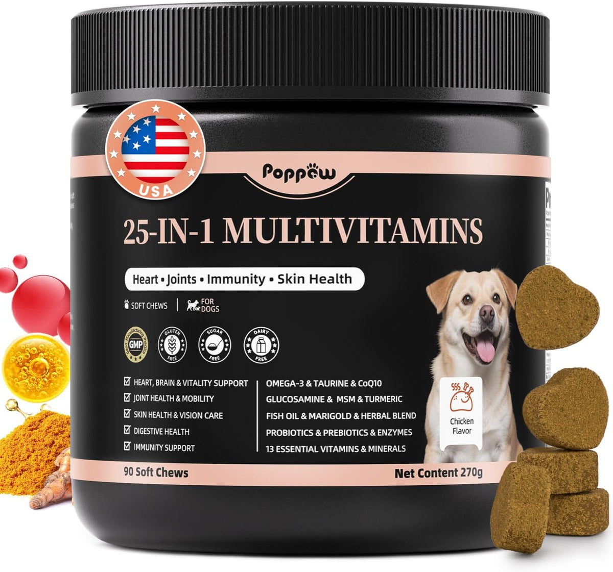 25-in-1 Dog Multivitamin Chews – All-in-One Daily Vitamins & Supplements for Dogs, Joint Support