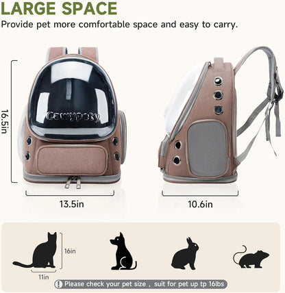 Cat Backpack Carrier, Breathable Cat Carrier Large Space Bubble Pet Backpack for Kitty Small Dog up