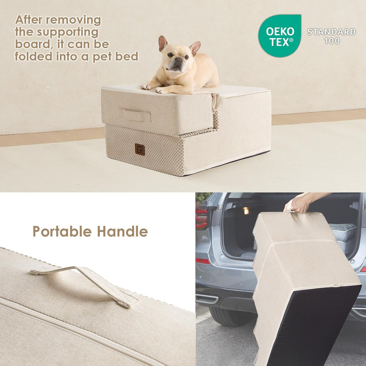 EHEYCIGA Dog Stairs for Small Dogs 13.5" H, 3-Step Dog Steps for Couch Sofa and Chair, Pet Steps