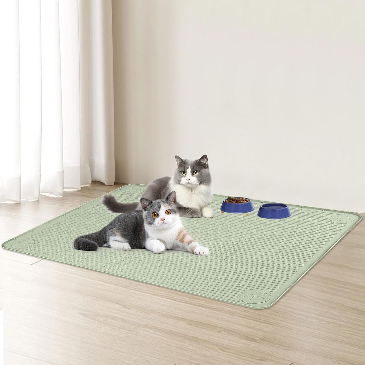 Cat Food Mat, 40" x 28" Extra Large Silicone Pet Feeding Mat with Raised Edge Pet Placemat for Food