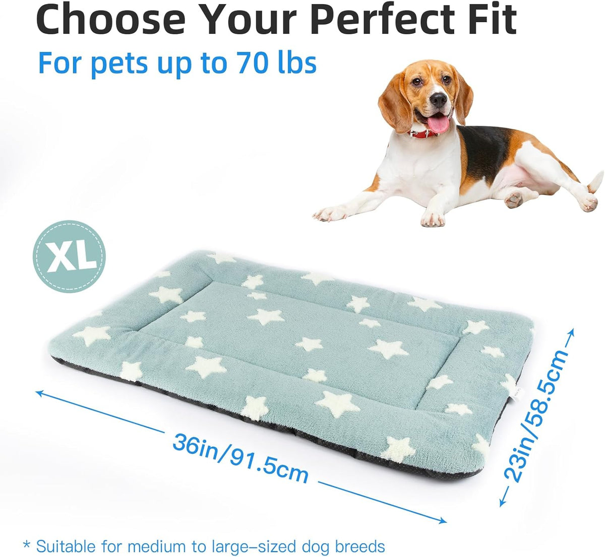 Mora Pets Dog Crate Pad Dog Kennel Bed Mat for Large Dogs Washable Cute Star Pet Bed for 36 inch