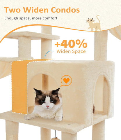 Cat Tree Large Cat Tower Tree 68" Multi-Level Cat Tower for Indoor Cats with Sisal Scratching