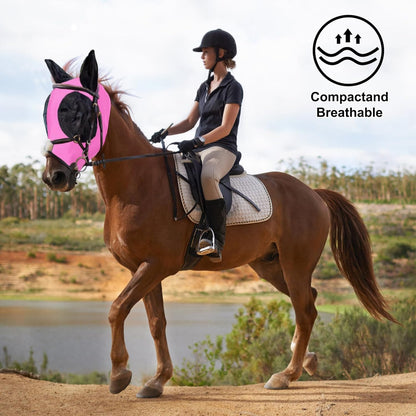 Horse Fly Mask with Ears, Comfortable Fit Stretch Fabric with UV Protection Soft on Skin