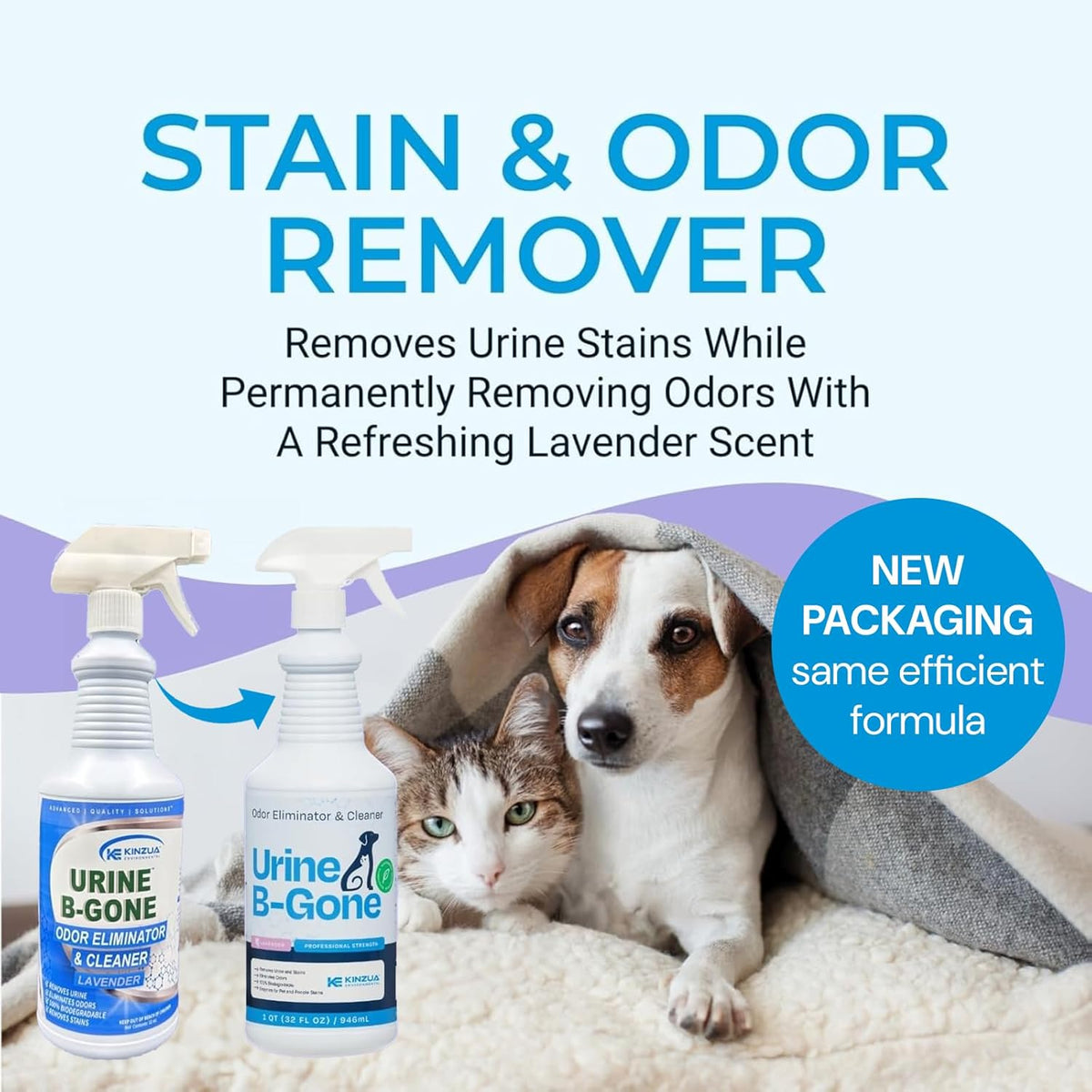 KINZUA ENVIRONMENTAL Urine B-Gone, Professional Enzyme Odor Eliminator & Pet Stain Remover, Human