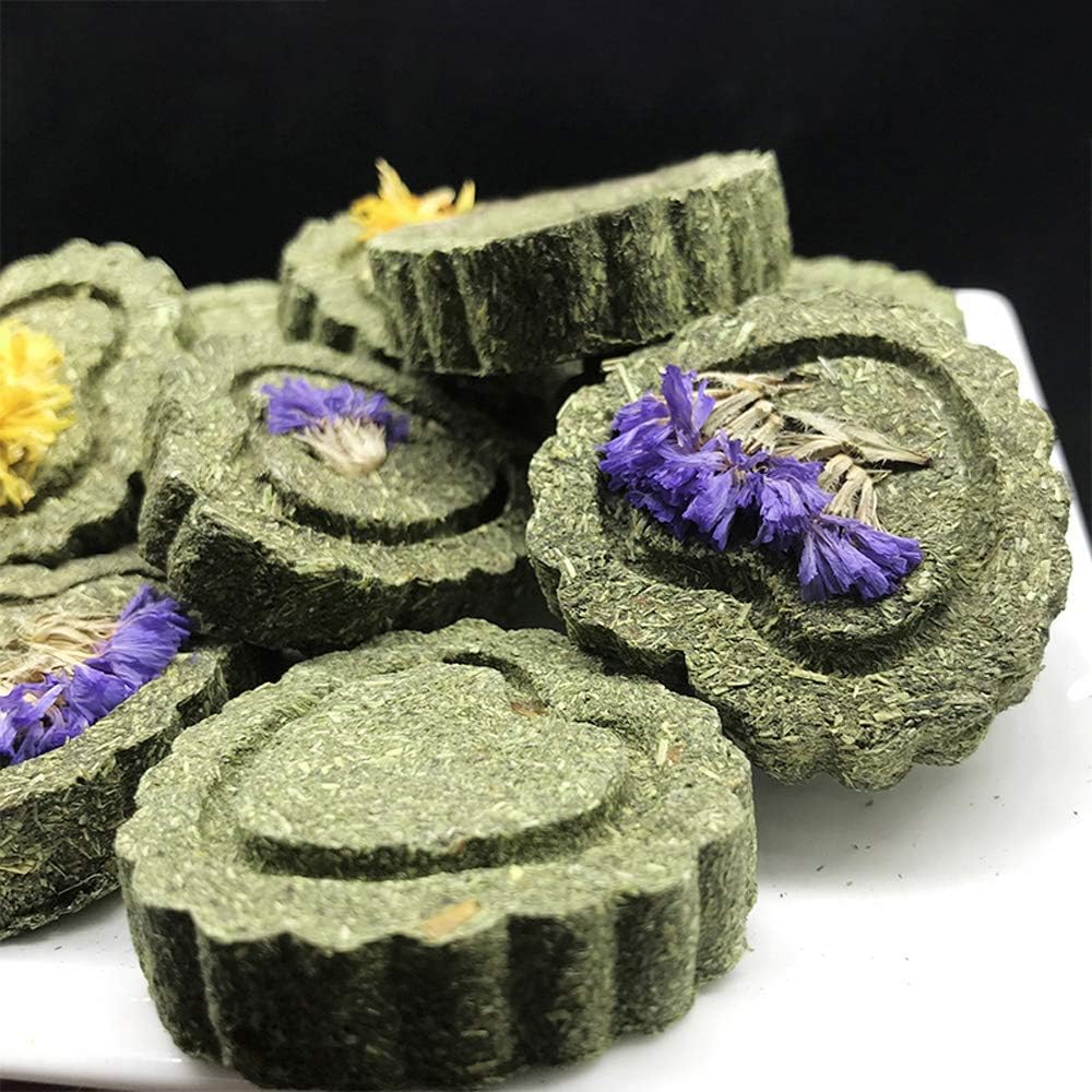 Bunny Chew Toys for Teeth, Natural Pet Chew Toy Hand Made Timothy Hay Cakes for Chinchilla Guinea