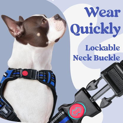 rabbitgoo Dog Harness for Large, No Pull Pet Harness with 3 Buckles, Adjustable Soft Padded Vest