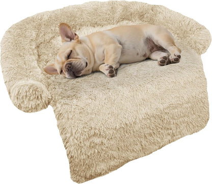 Calming Dog Bed Fluffy Plush Dog Mat for Furniture Protector with Removable Washable Cover for