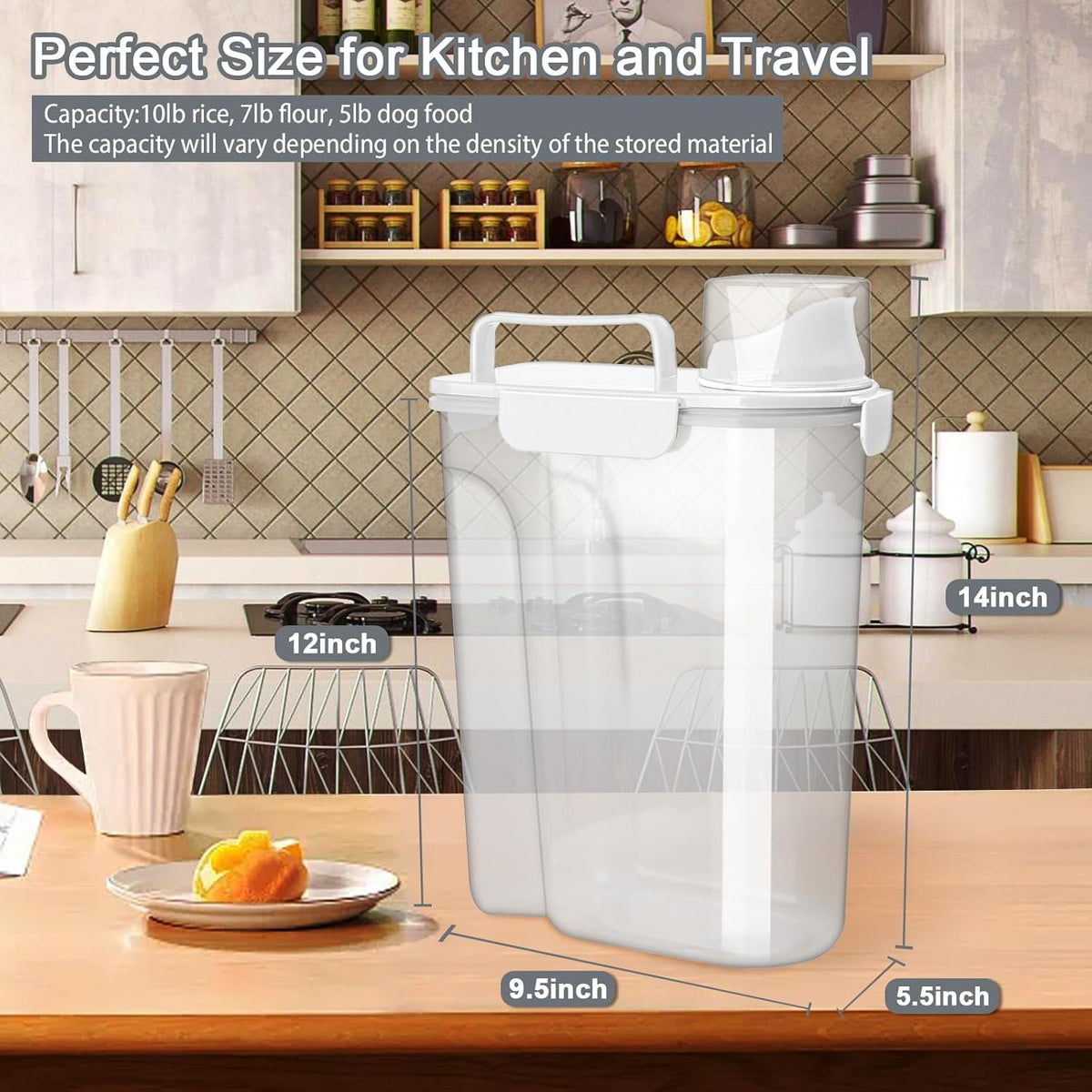 Rice Container, Airtight Rice Storage Container 10lb, Cereal Containers Storage, BPA Free Food
