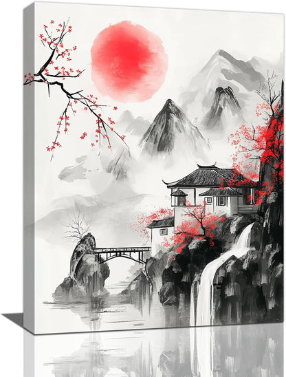 Japanese Wall Art Canvas Asian Nature Wall Decor Prints Framed Painting Mountain Landscape Pictures