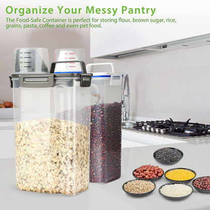 Rice Airtight Storage Container, 3 to 5Lbs Cereal Dry Food Flour Bin, Pet Dog Cat Food Dispenser