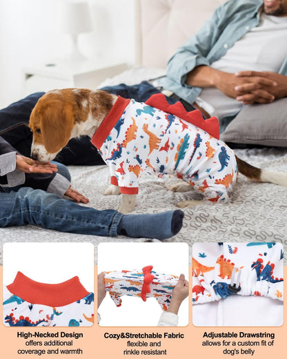 CuteBone Dinosaur Costume Dog Pajamas, Stretchy Spandex Crystal Velvet Sleepwear Coat for Small
