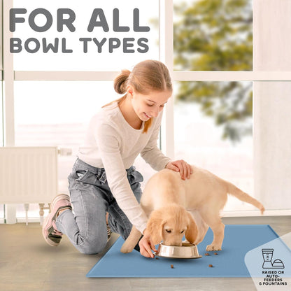 Dog Food Mat - Raised Edges Dogs Mat for Food and Water Prevent Spill, Waterproof Cat Food Mats