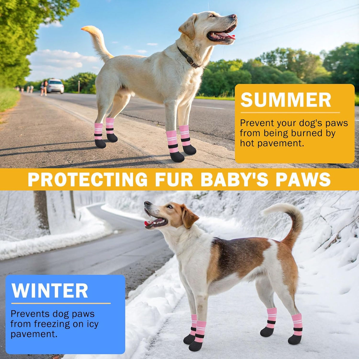 SCENEREAL Anti Slip Dog Boots & Paw Protectors for Hardwood Floor, Extended Dog Socks to Prevent