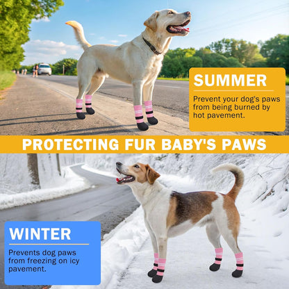 SCENEREAL Anti Slip Dog Boots & Paw Protectors for Hardwood Floor, Extended Dog Socks to Prevent