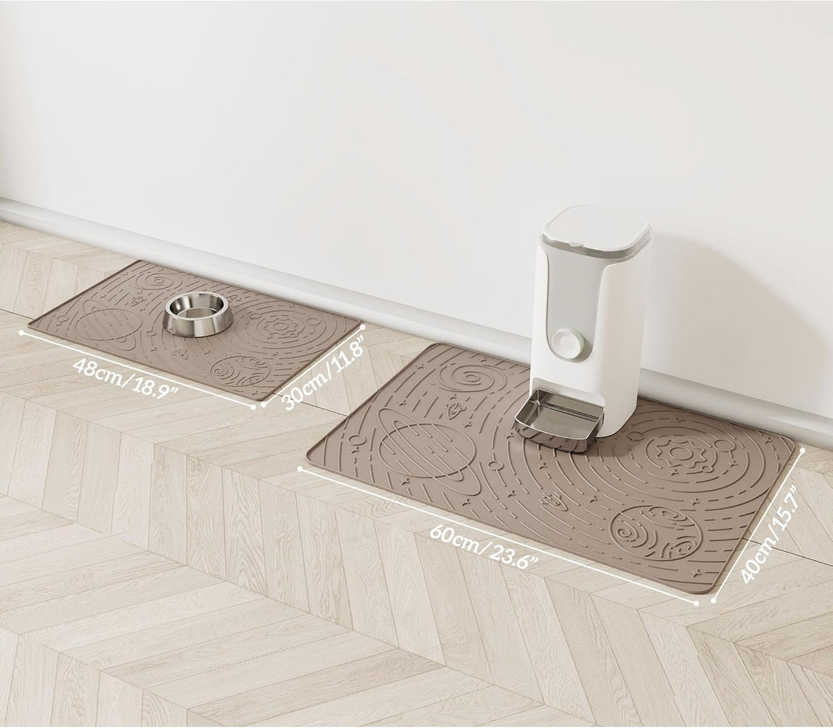 OHMO Dog Food Mat, Silicone Waterproof Cat Food Mat, Non-Skid Spill Proof Pet Feeding Mat for Food