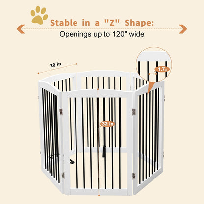 Freestanding Pet Gate for Dogs, Indoor Wooden Foldable Dog Gate for House, Extra Wide, Pet Fence