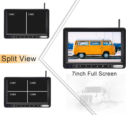 1080P FHD Digital Wireless Backup Camera System Kit for RV/Truck/Trailer/Van/Bus,Night Vision,7inch