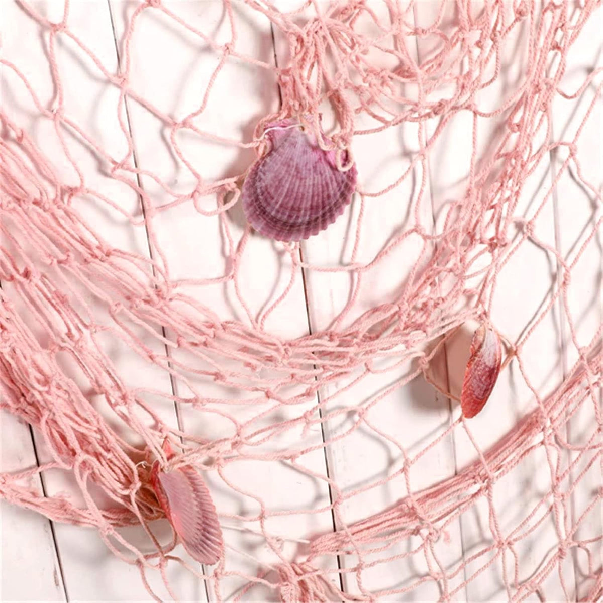Nature Fish Net Wall Decoration with Shells, Ocean Themed Wall Hangings Fishing Net Party Decor for