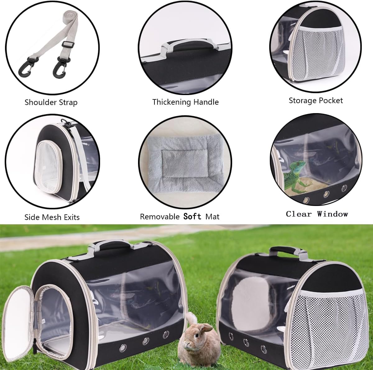 Bearded Dragon Travel Carrier Backpack,Lizard Backpack Carrier,Space Capsule Clear Bubble Window