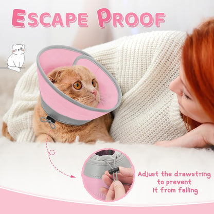 Cat Cone Collar Soft to Stop Licking, Adjustable, Foldable Lightweight Kitten Cones After Surgery