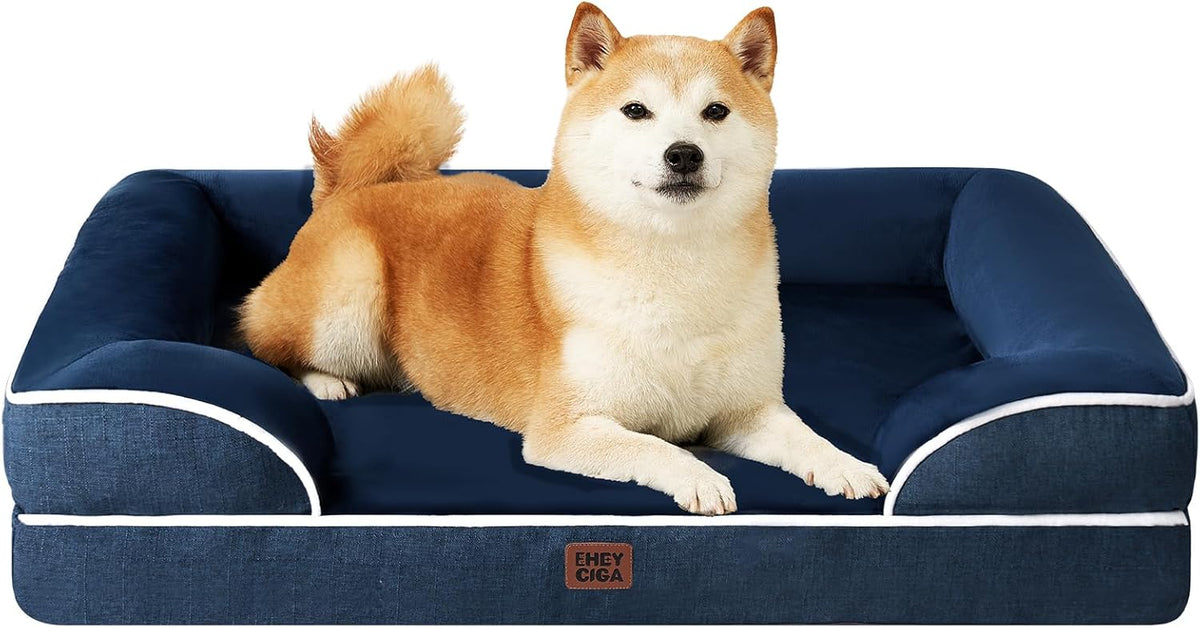 EHEYCIGA Orthopedic Dog Beds for Large Dogs, Waterproof Memory Foam Large Pet Bed with Sides