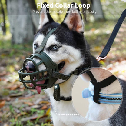 BARKLESS Dog Muzzle, Soft Basket Silicone Muzzle for Dogs to Prevent Biting and Chewing, Breathable