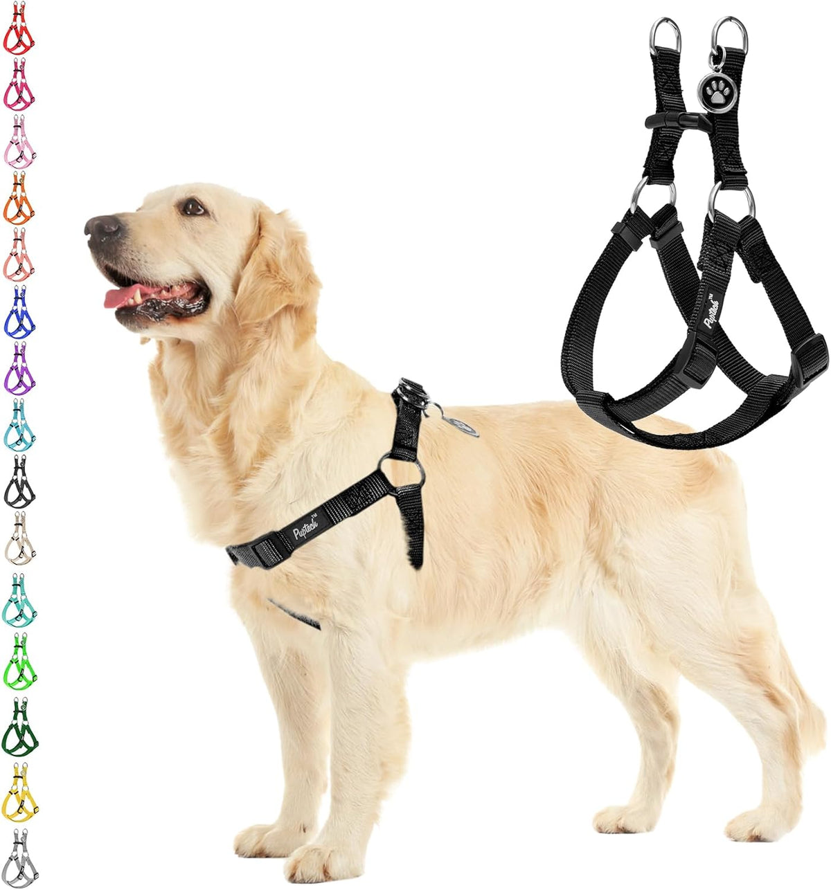 PUPTECK No Pull Dog Harness Soft Adjustable Basic Nylon Step in Puppy Vest Outdoor Walking with ID