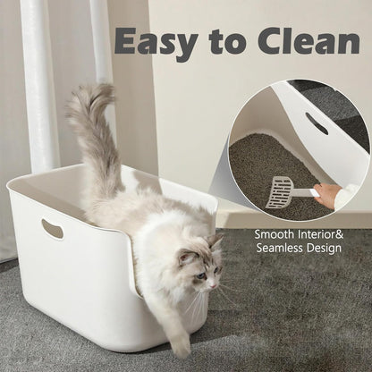 SpaceTime Extra Large Litter Box with High Sides,22.64"×14.76"×13.98" XL Multi Cat Litter Pan for