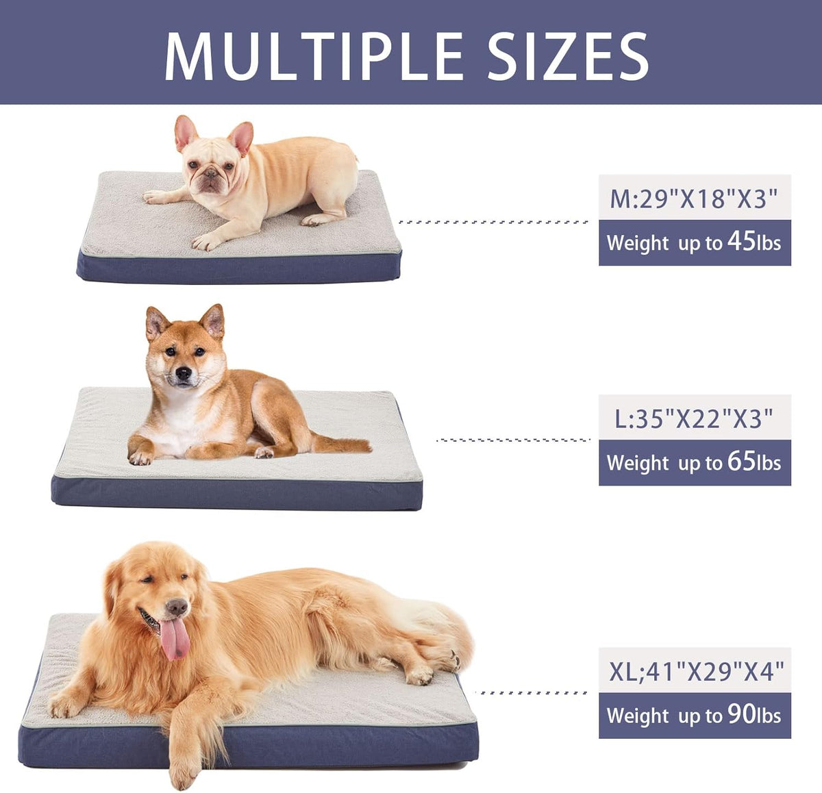 Orthopedic Memory Foam Dog Bed,Cooling Dog Beds for Large Dogs,Washable Pet Beds for Crate with