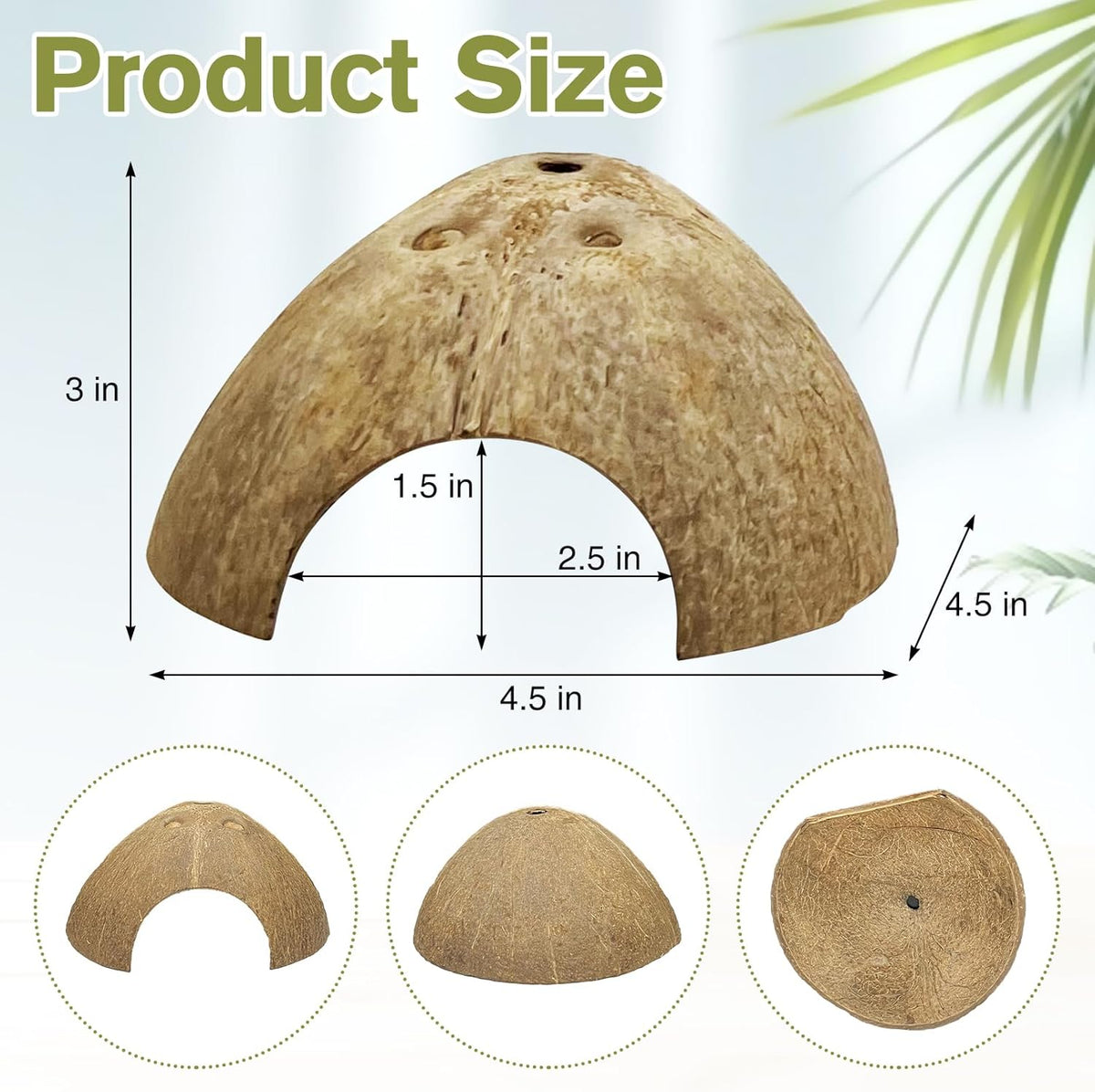Hamiledyi 7 Pcs Reptile Hideouts Natural Coconut Shells Hut Leopard Gecko Tank Accessories for