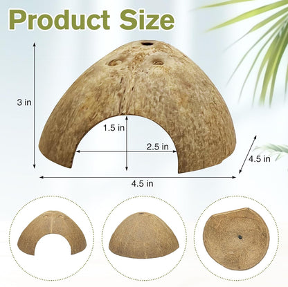 Hamiledyi 7 Pcs Reptile Hideouts Natural Coconut Shells Hut Leopard Gecko Tank Accessories for
